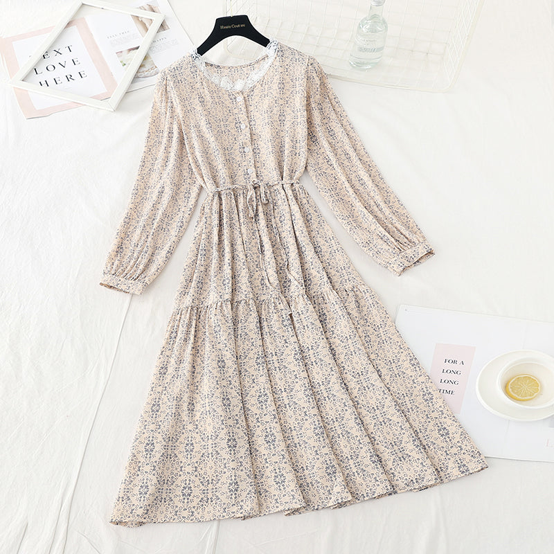 Lace lace collar button high thin waistband dress waist  3931