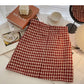 Retro Hong Kong flavor thousand bird lattice thin short skirt women's wear  5297