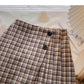 Aging Hong Kong style retro contrast checkered high waist A-line skirt  5475