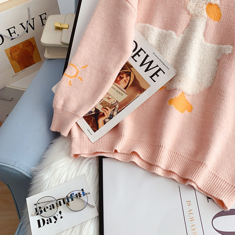 Sweater Pullover Sweater loose Korean sweater top  5001