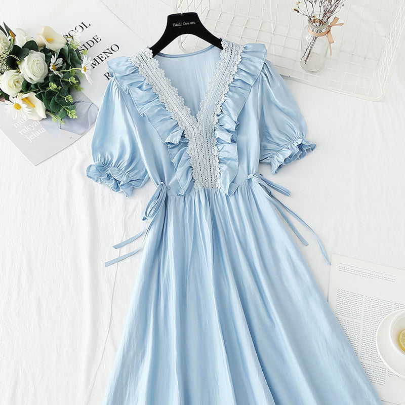 Cotton linen dress French gentle style  4230