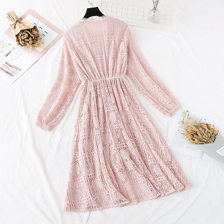 Bow gentle wind lace dress  3798