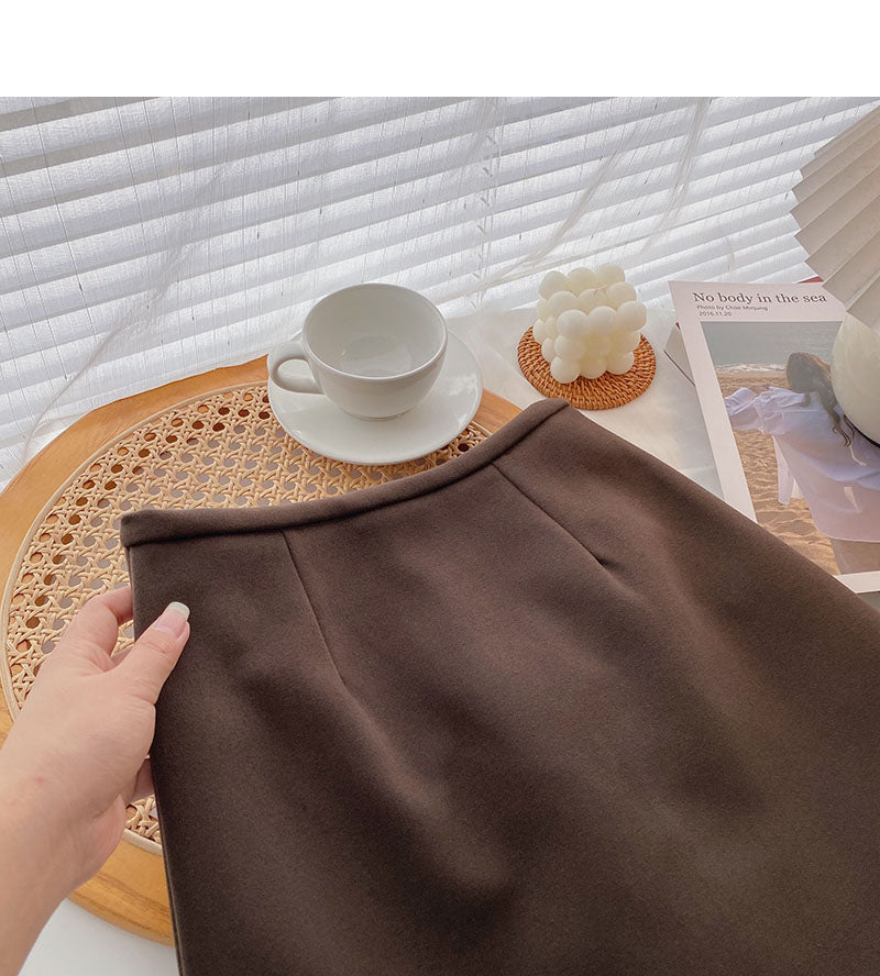 Woolen skirt, high waist, slim, casual and versatile  5325