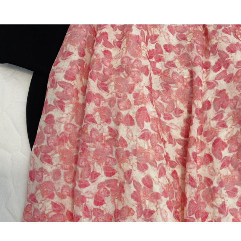Ramie, Rock in A-Linie mit Blattblumen 3568