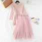Mink sweater female + mesh skirt two piece set  3954