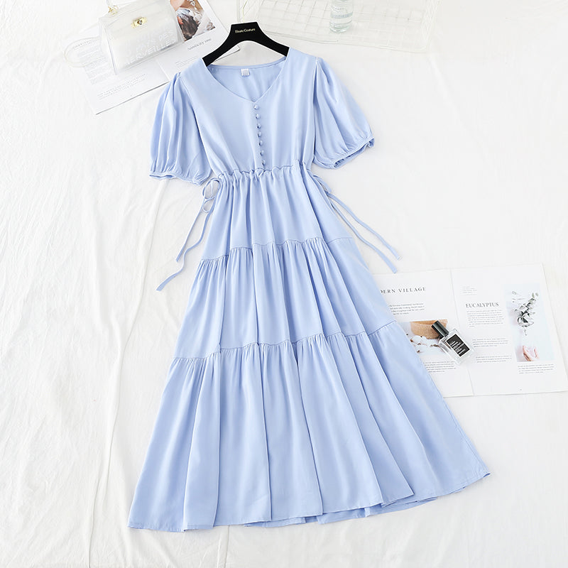 Lace up waist to show thin temperament French minority Retro  4177