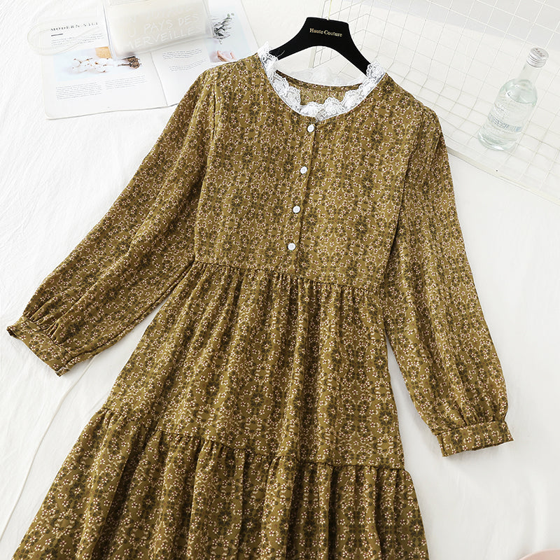 Lace lace collar button high thin waistband dress waist  3931
