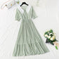 New doll neck Floral Chiffon pleated French retro fairy skirt  4880