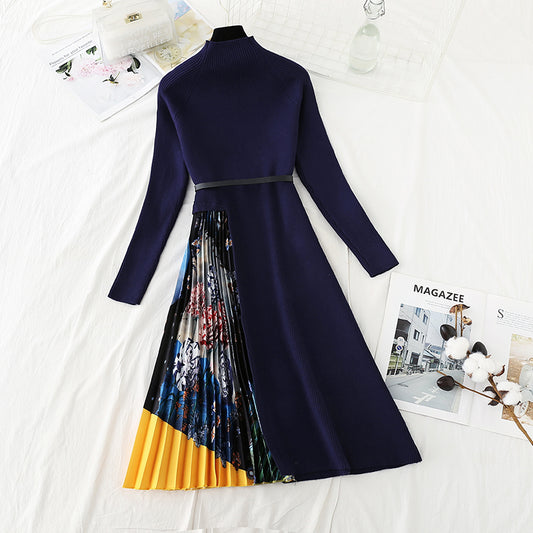 Neues, leichtes Luxus-Wollkleid mit Taillenverschluss 4763