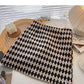 Retro-Mode-Color-Blocking-Gitter dünner A-Wort-Rock mit hoher Taille 5463
