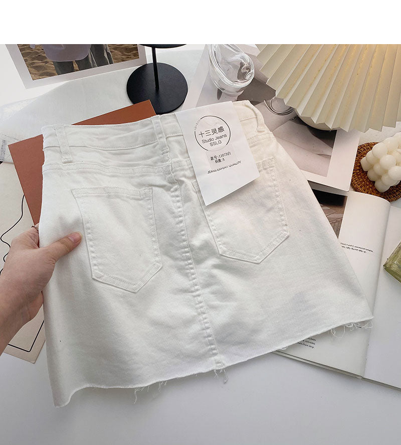 Korean fashion personalized zipper design high waist skirt  5436