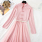 New Chinese style retro disc mesh stitched fairy bottomed knee length skirt  4550