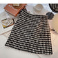 Retro Hong Kong flavor thousand bird lattice thin short skirt women's wear  5297