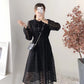 High and thin temperament goddess long sleeve Knee Skirt  3870