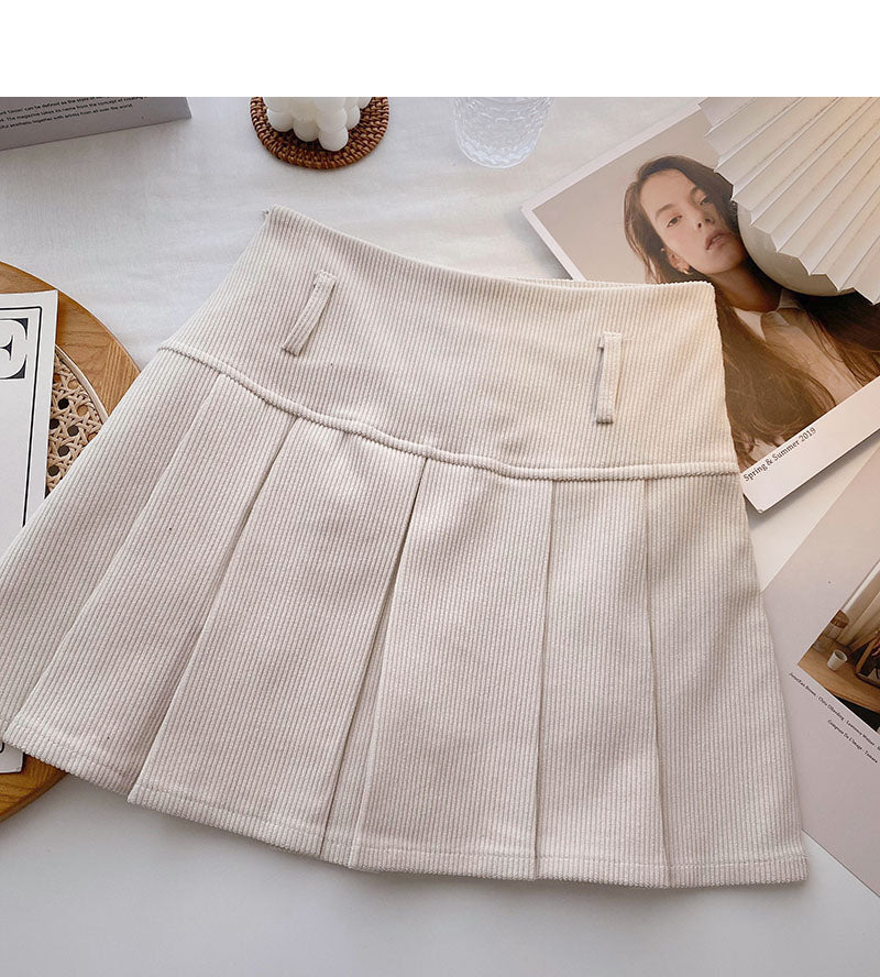 Koreanischer Kordrock in A-Form mit reduziertem Alter und hoher Taille 5476