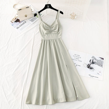French retro style, slim waist, Mori skirt  4109