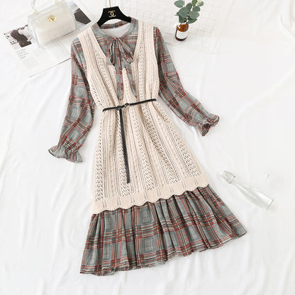 Fashion Netzkleid aus rotem Chiffonboden für Damen 3865