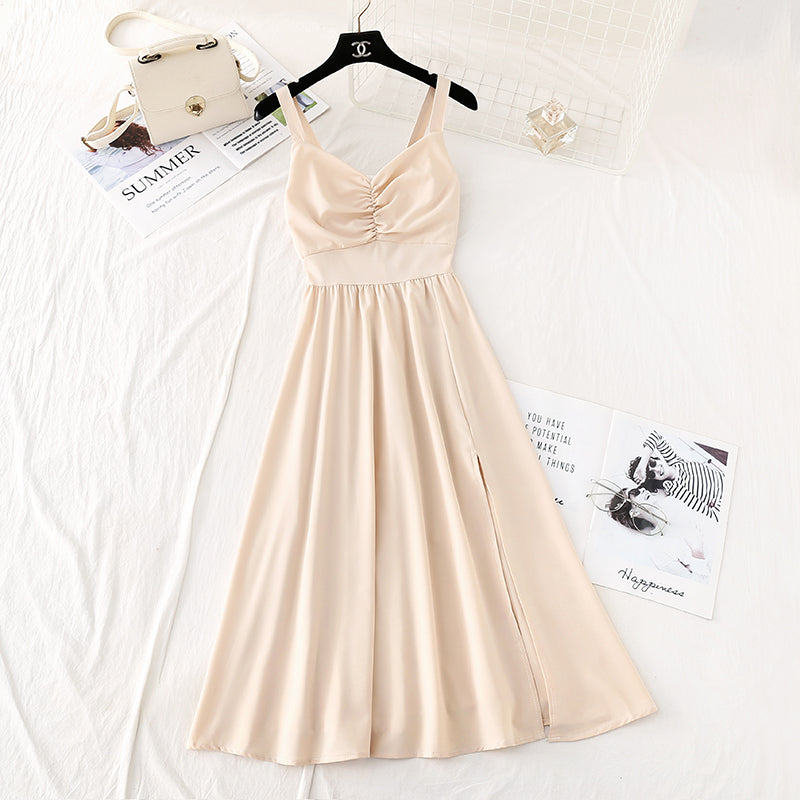 French retro style, slim waist, Mori skirt  4109