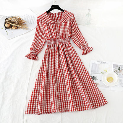 Französischer Retro Plaid Platycodon Rock zeigt dünnes Temperament an der Taille 4530