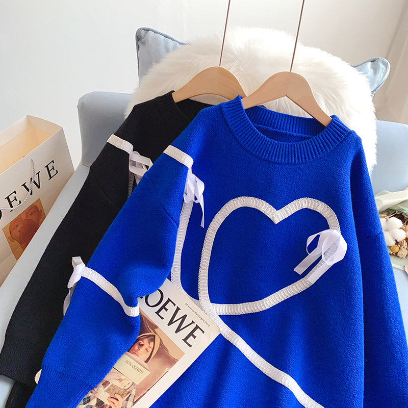 Klein Blue Ribbon Love dekorativer Pullover 5213