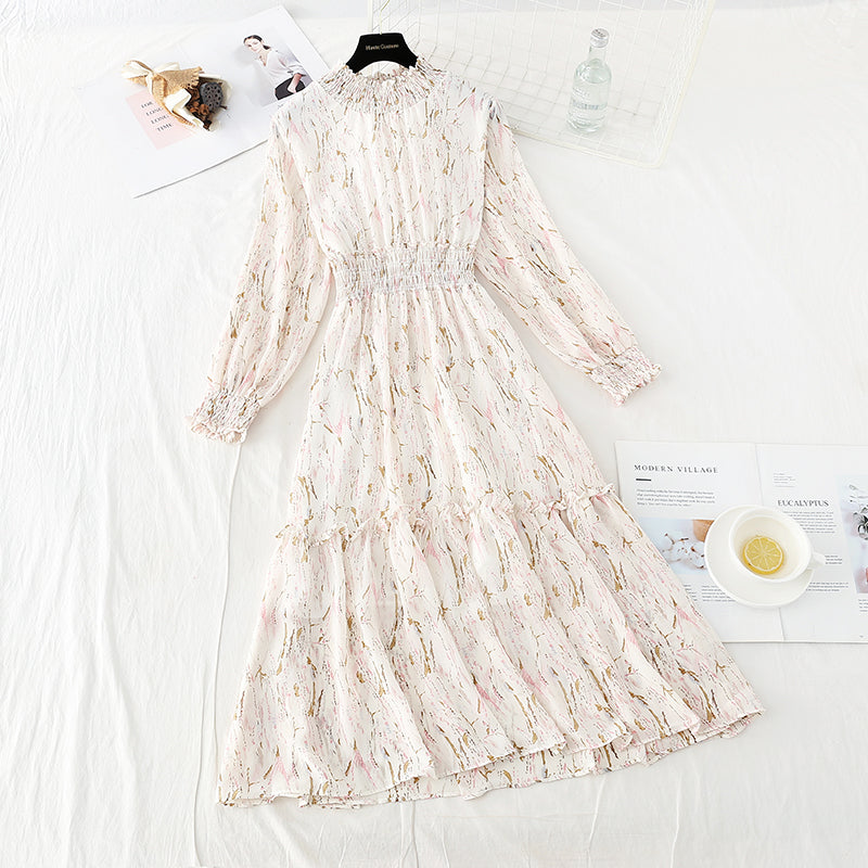 Slim waist with chiffon lining and knee length skirt  3876
