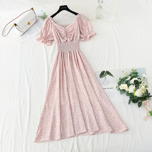 Neues Blumenkleid aus französischem Chiffon mit sanftem Wind 4863