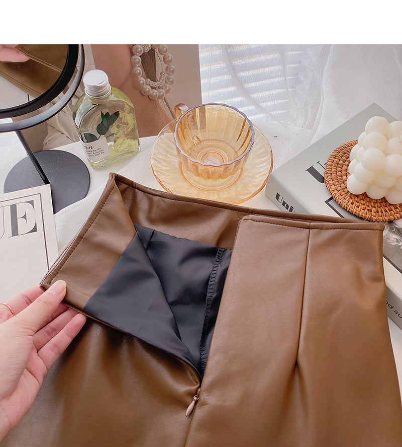 Korean fashion versatile pleated slim A-line skirt  5578