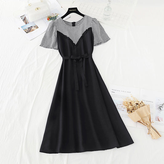 Neu genähtes, gefälschtes, zweiteiliges Kleid für Damen, französisches Kleid 4636