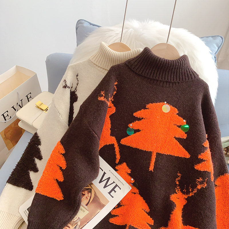High neck sweater foreign style age reducing sweater  5035