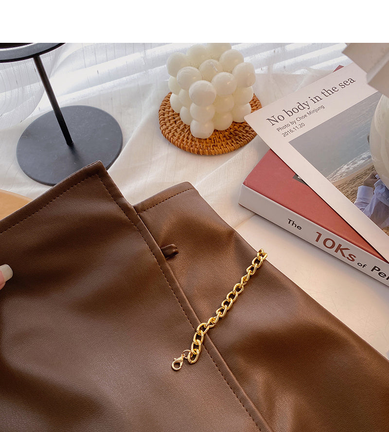 Korean chain high waist irregular slim design Hip Wrap Skirt  5328