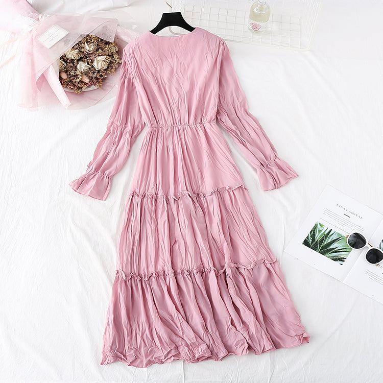 Chiffon schmaler Retro-Faltenrock mittellang 3995