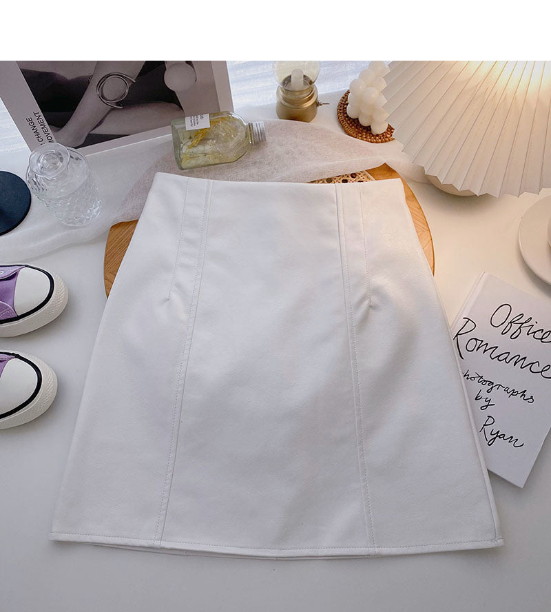 Versatile slim fashion PU leather skirt to prevent light loss  5346