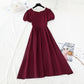 New French retro square neck first love waist slim fairy skirt  4226
