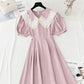 New French gentle style first love skirt with thin waist and long style  4239