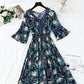 V-neck temperament slim waist long skirt seaside resort beach skirt  4257