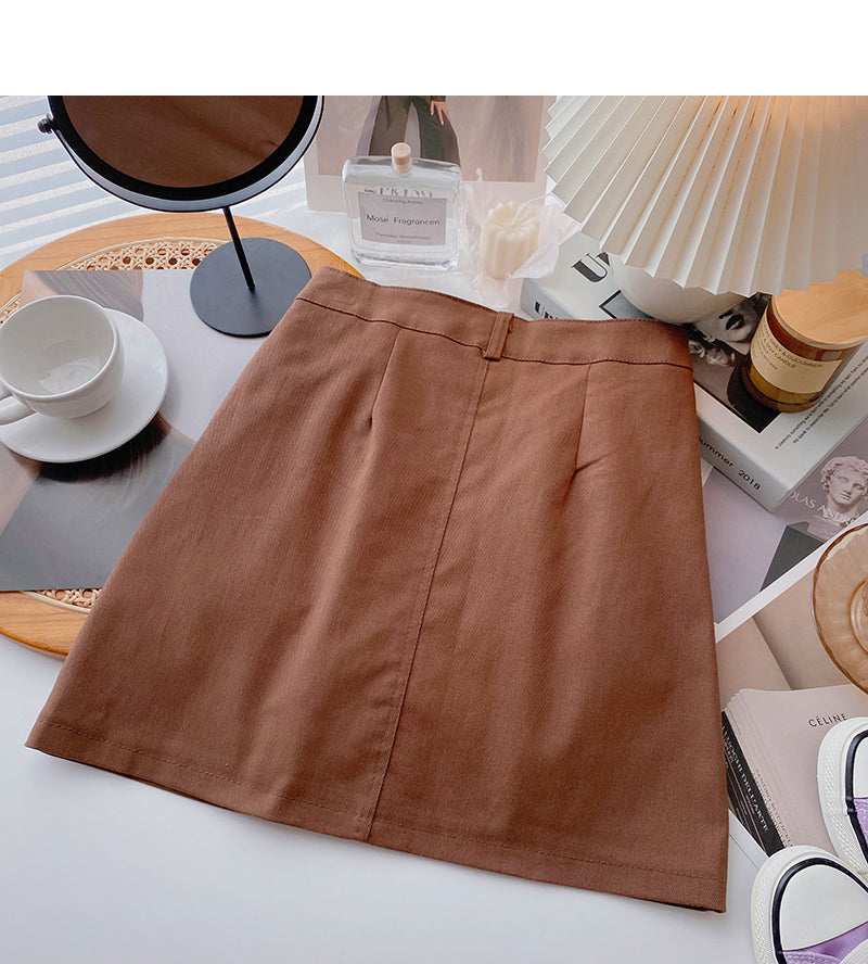 New Korean version simple leisure solid color short skirt trend  5659