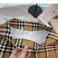 Khaki pleated skirt women's high waist A-line plaid skirt  5314