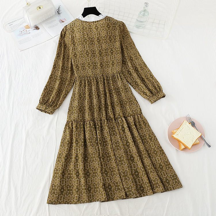 Lace lace collar button high thin waistband dress waist  3931