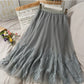 Sweet wind, embroidered medium length, high waist lace skirt  3617