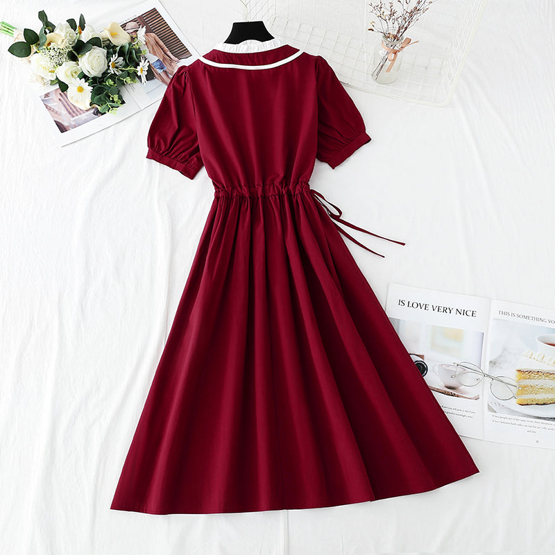 French retro cotton linen dress  4267