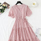 French retro V-neck dress with slim waist  4269
