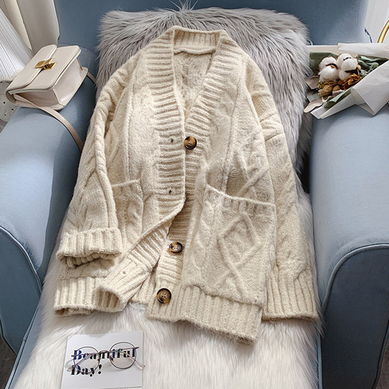 Twist Pullover Cardigan mittellanger Pullover Mantel 5100