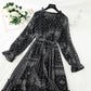 Temperament gentle wind long sleeve skirt high thin dress  3914