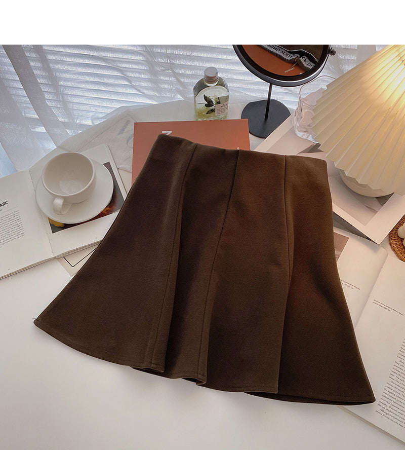 Neuer koreanischer Mode-Temperament fauler Freizeit-A-Wort-Rock mit hoher Taille 5432
