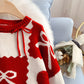 Roter Weihnachtsstrickpullover im ausländischen Stil 5030