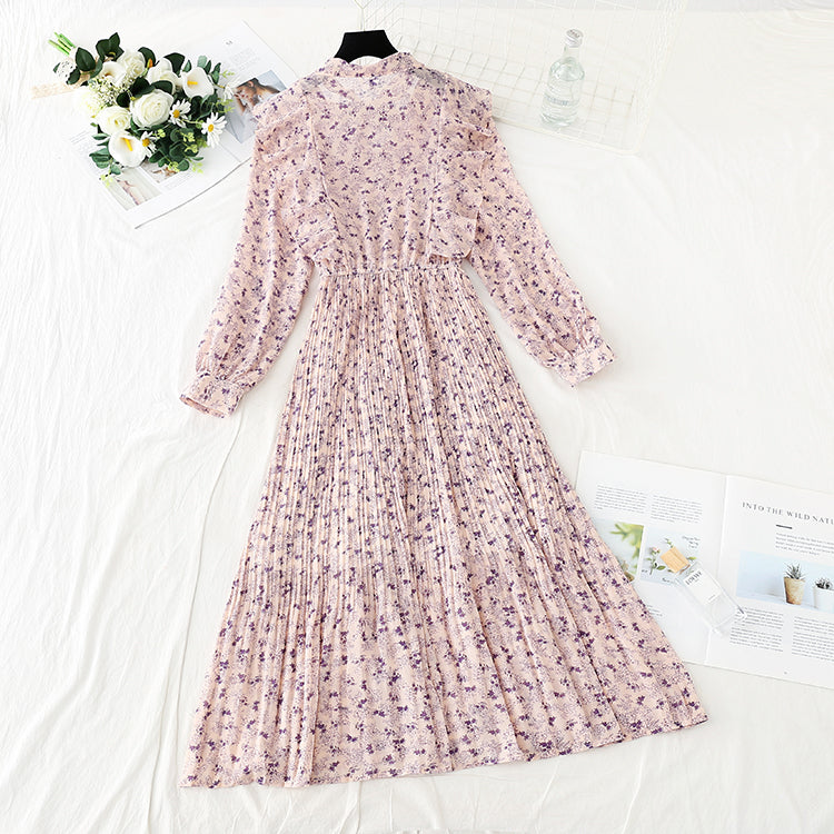 The new female super fairy slim and gentle wind Pleated Chiffon floral skirt  4728