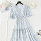 Ruffle floral dress sweet Mori Chiffon Skirt  4899