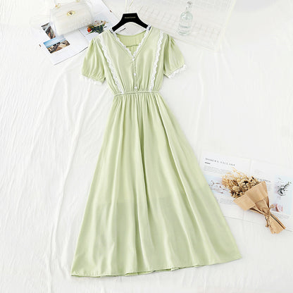 Close waist to show thin temperament French gentle skirt  4178