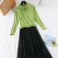 Flounced suspender mesh knitted dress  3946