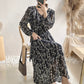 Retro High Waist over knee thin Chiffon Dress  3882